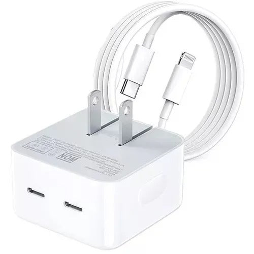CARGADOR IPHONE DOBLE CABLE LIGHTNING 50W